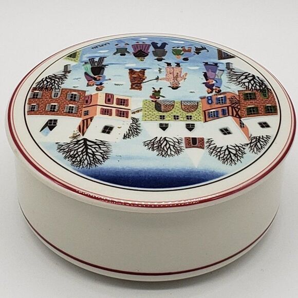 Villeroy & Boch Porcelain Naif Christmas Large Cover Candy Box Signed G. Laplau - Picture 7 of 10